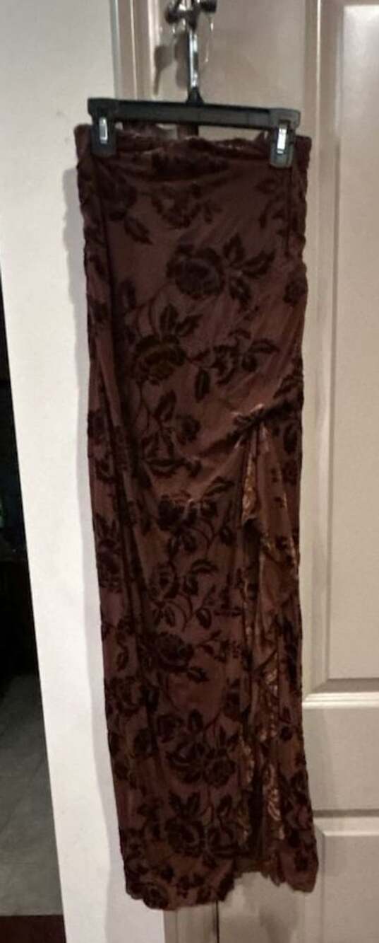 Altar'd State Maxi Skirt Size XS Brown Velvet Floral Devore